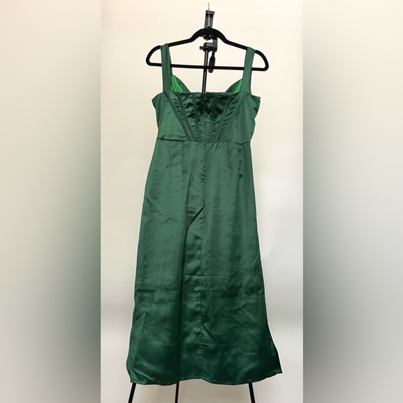 *Never Worn* Bustier High Split Cocktail Evening Midi Dress - Dark Green - Picture 6 of 7